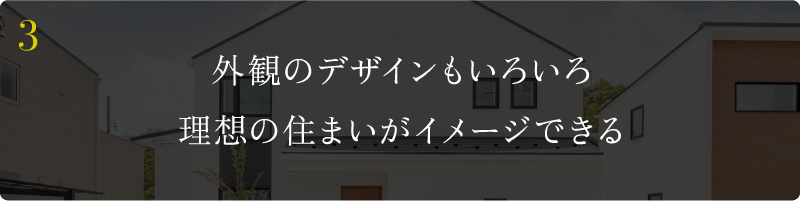 外観のデザインもいろいろ理想の住まいがイメージできる